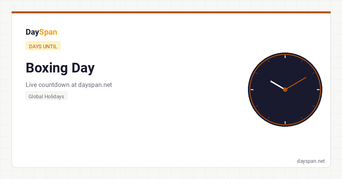 How Many Days Until Boxing Day? Live Countdown 2026 | DaySpan