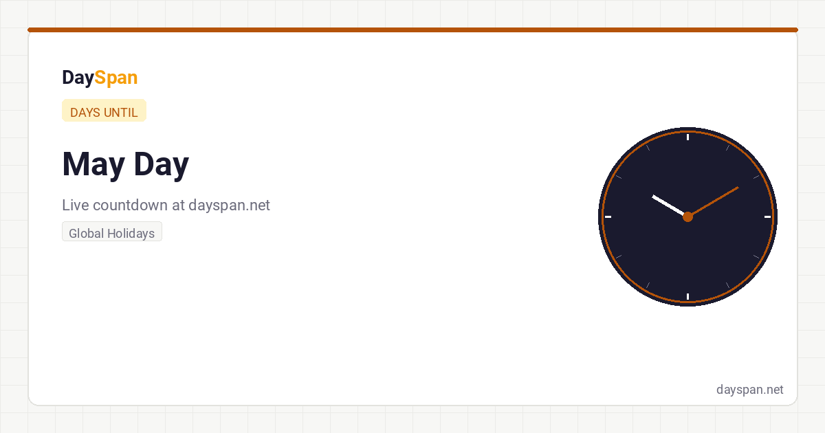 How Many Days Until May Day? Live Countdown 2026 | DaySpan