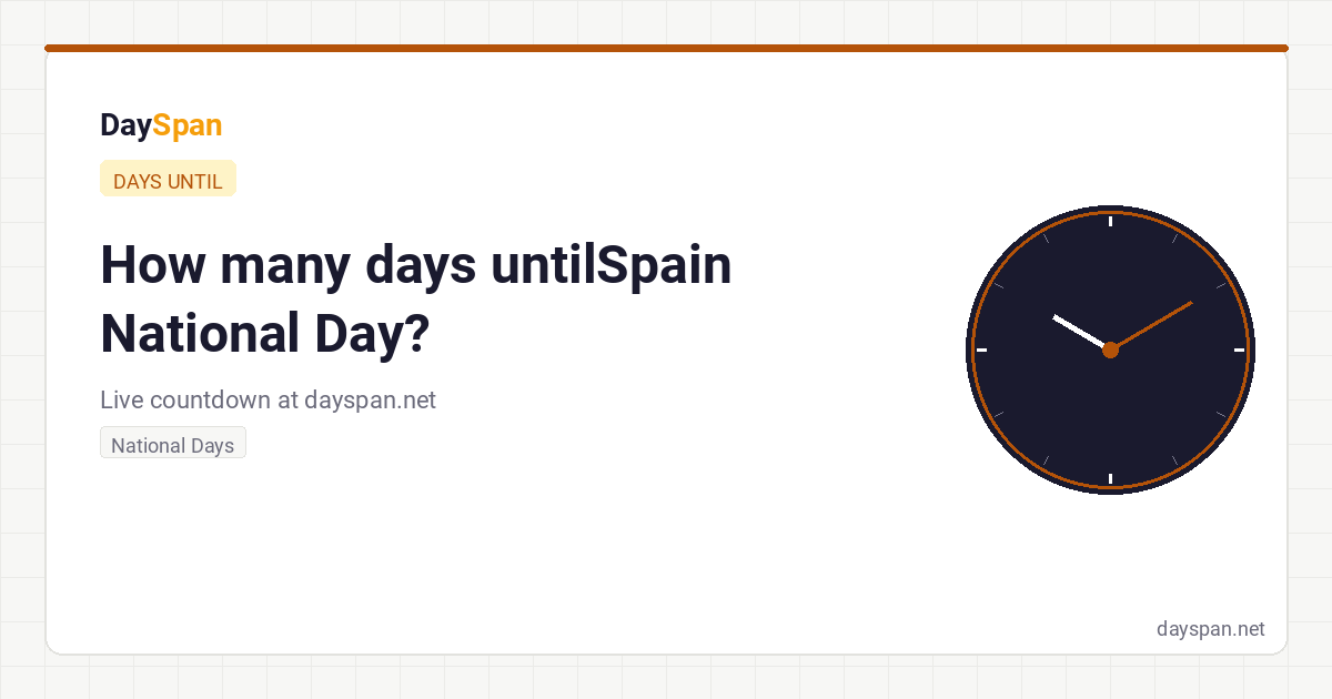 How Many Days Until Spain National Day? Live Countdown 2026 | DaySpan